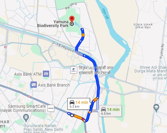 Yamuna Biodiversity Park Nearest metro