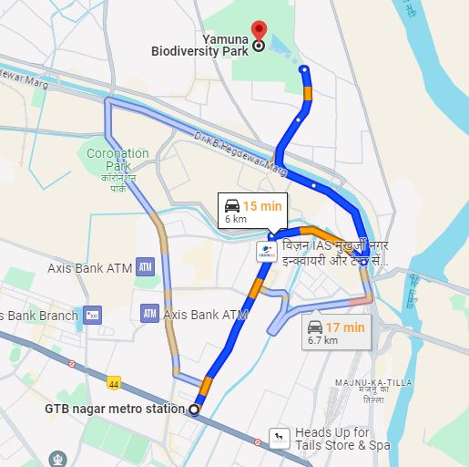 Yamuna Biodiversity Park Nearest metro